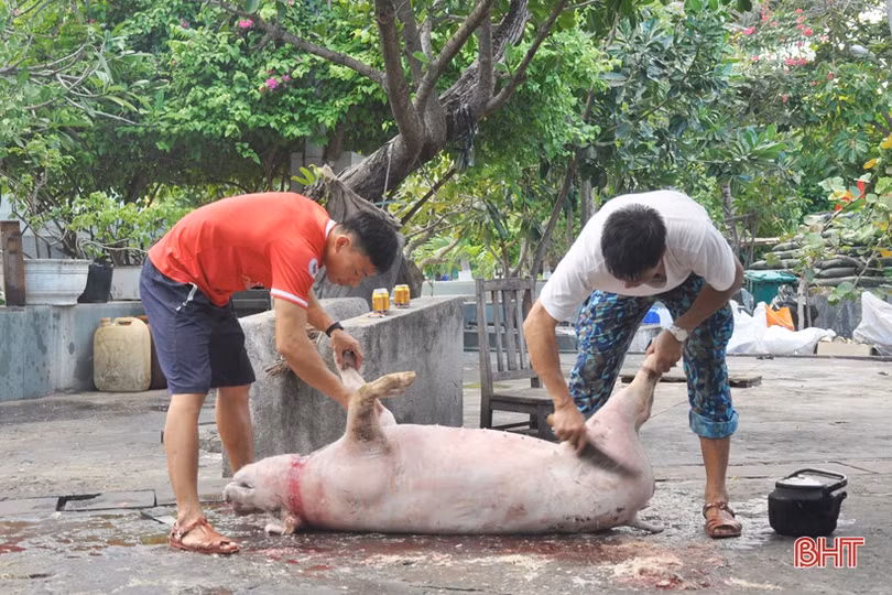 Quân dân Trường Sa mổ lợn, gói bánh chưng đón Tết Canh Tý 2020