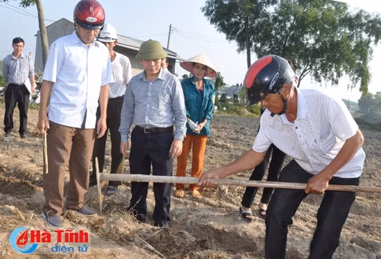 Cán bộ Mitraco Hà Tĩnh tư vấn, hướng dẫn kỹ thuật làm đất, bón phân, trồng, chăm sóc cỏ
