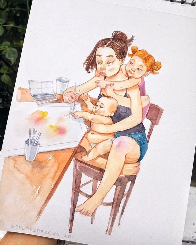Chỉ có phụ nữ “một nách 2 con” mới hiểu được cảnh này!