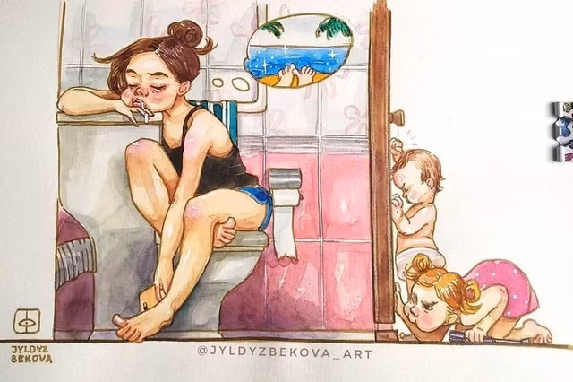 Chỉ có phụ nữ “một nách 2 con” mới hiểu được cảnh này!