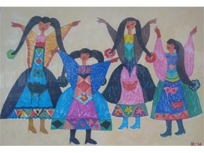 Bức tranh “Những chị bướm xinh đẹp” của Lê Nguyễn Hà đạt giải B