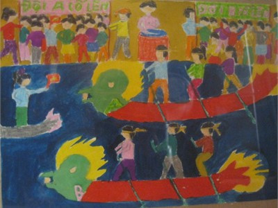 Bức tranh “Đua thuyền” của Nguyễn Lê Tuấn Anh đạt giải B