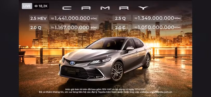 Toyota Camry 2022 ra mắt tại Việt Nam, giá từ 1,05 tỷ đồng