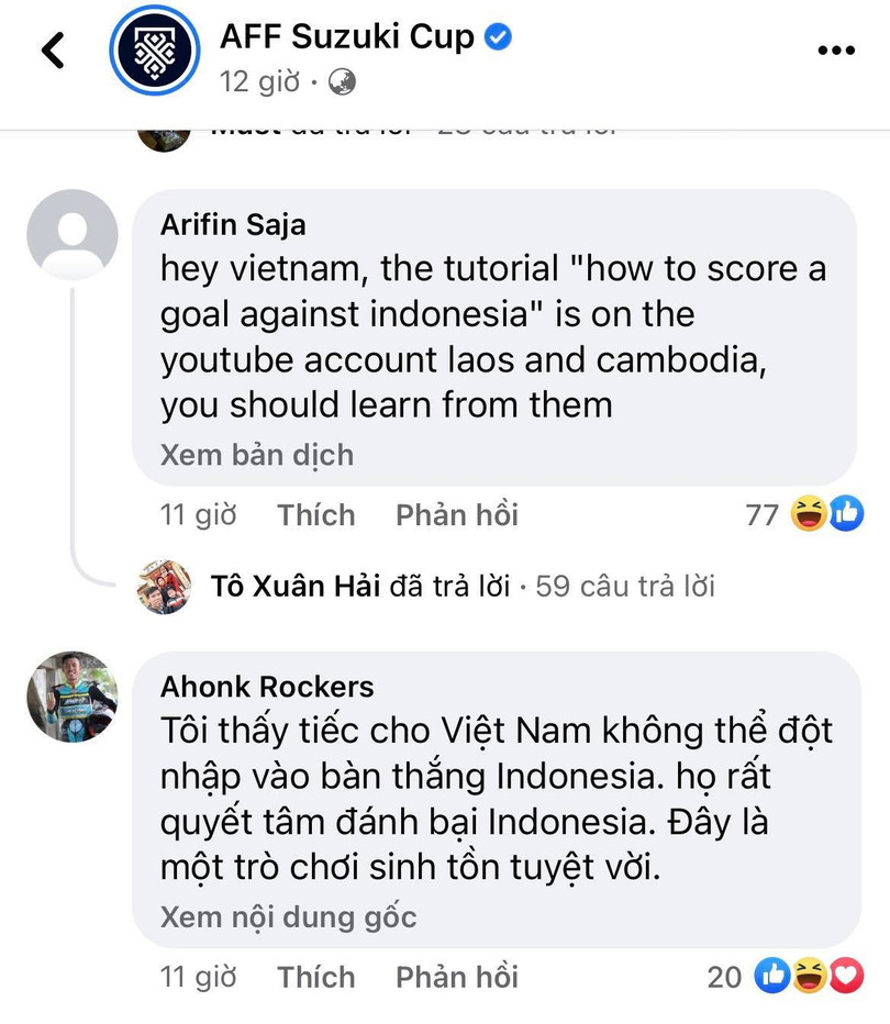 CĐV Indonesia: “Trình độ Campuchia, Lào hơn Việt Nam