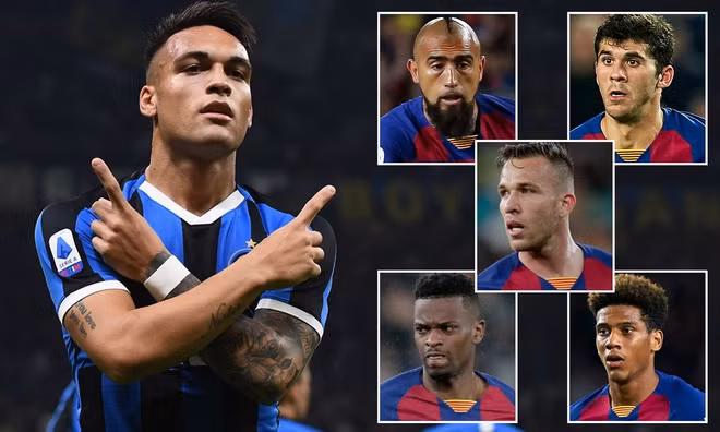 Barca sẵn sàng hy sinh nhiều cầu thủ để chiêu mộ chân sút đang lên. Ảnh: Daily Mail . Barca dùng 4 cầu thủ để chiêu mộ Lautaro Martinez