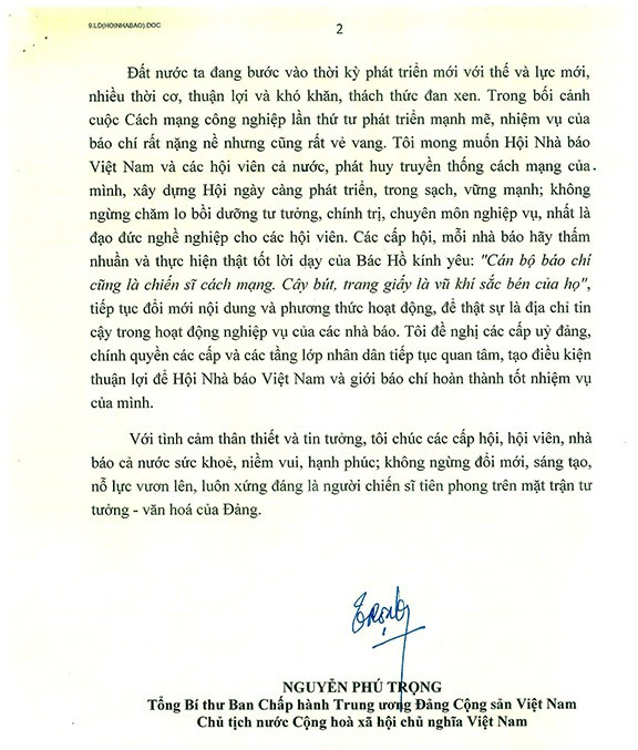 thư của tổng bí thư, chủ tịch nước - món quà tinh thần của người làm báo hình 3 Thư của Tổng Bí thư, Chủ tịch nước - món quà tinh thần của người làm báo