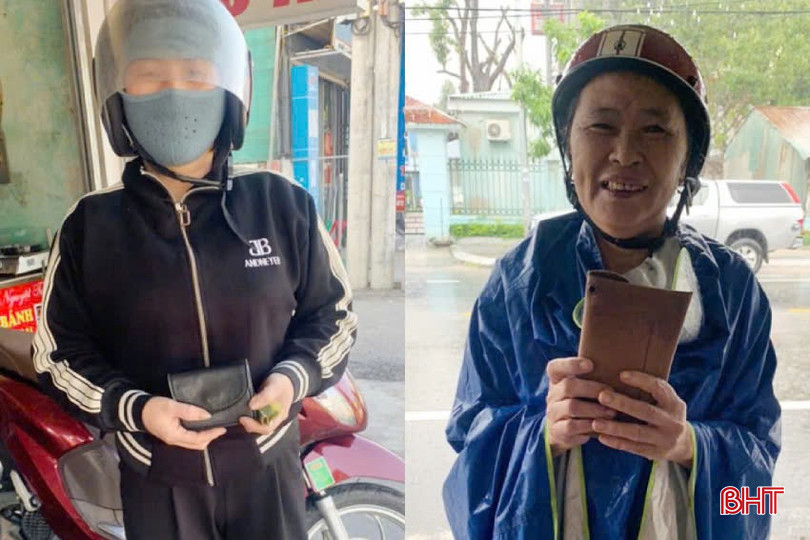 Chị áo đen nhận lại ví tiền 700.000 đồng còn người phụ nữ mặc áo mưa nhận ví tiền 2.500.000 đồng từ tay chị Nguyệt trao bqbht_br_z6096084503604-b2e32c1f86bb35573b53eeeb2a3b5ae2.jpg