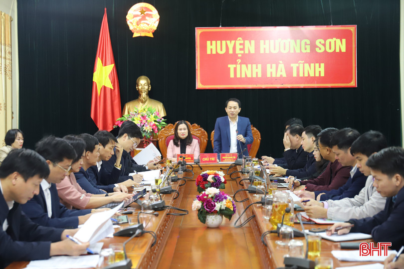 Phó Giám đốc Sở NN&PTNT Nguyễn Quang Thọ - Tổ trưởng Tổ đại biểu bầu tại Hương Sơn và Phó Chủ tịch HĐND huyện Hương Sơn Hà Thị Huyền chủ trì buổi thảo luận. bqbht_br_img-8961.jpg