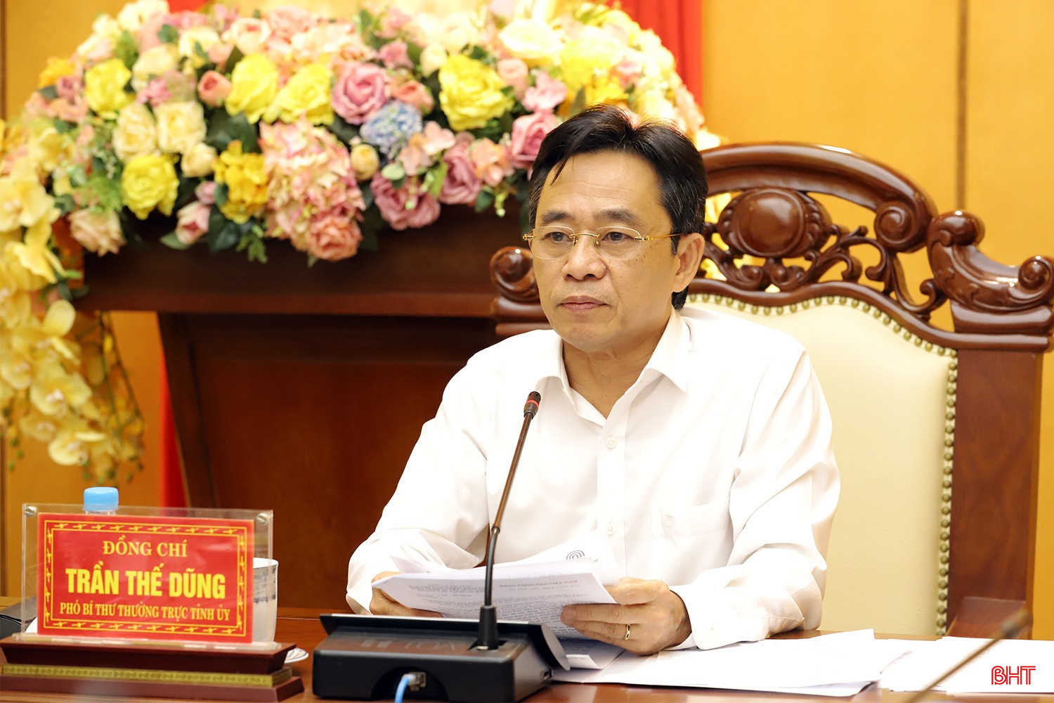 Đồng chí Trần Thế Dũng – Phó Bí thư Thường trực Tỉnh ủy, Trưởng Ban Chỉ đạo kết luận cuộc họp. bqbht_br_hop-bcd-nq-57-7.jpg
