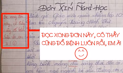 don xin nghi hoc khien thay co cung do benh