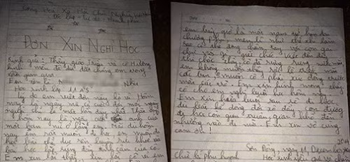 don xin nghi hoc khien thay co cung do benh