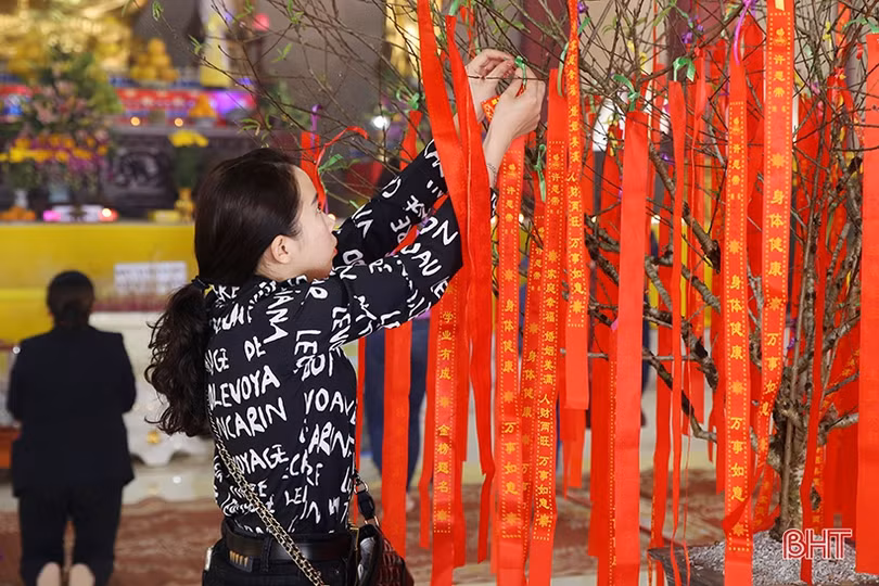 Người dân Hà Tĩnh náo nức đi lễ chùa, hái lộc đầu xuân