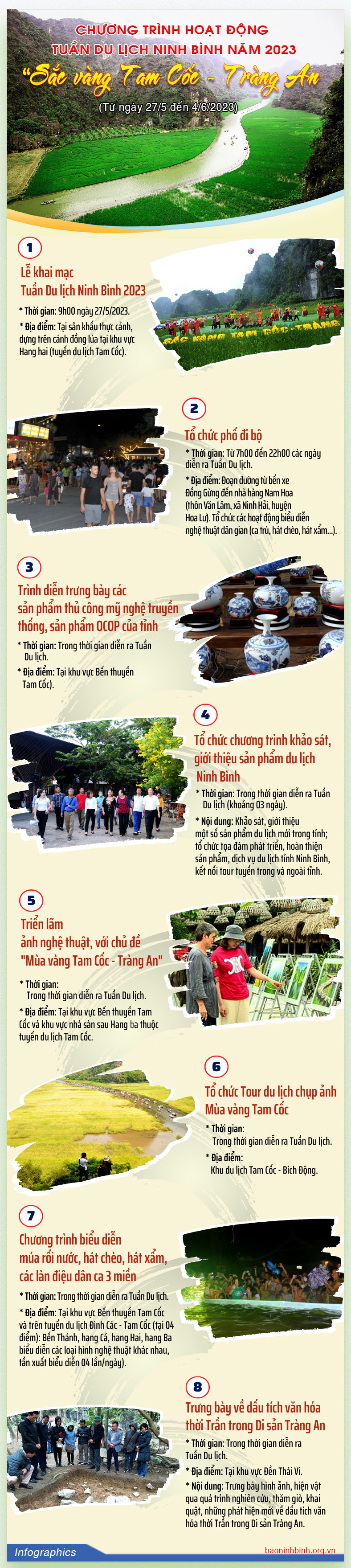 Infographics: Chương trình hoạt động Tuần Du lịch Ninh Bình năm 2023