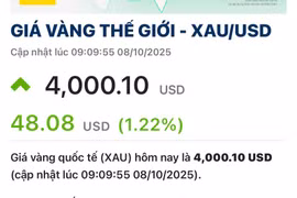 Giá vàng thế giới cán mốc 4.000 USD/ounce 