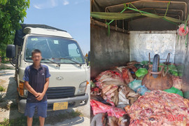 Chở 1,1 tấn da, lòng, mỡ động vật không rõ nguồn gốc từ Hà Tĩnh ra Nghệ An tiêu thụ