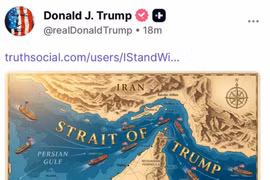 Ông Trump sửa hình eo biển Hormuz thành 'eo biển Trump'