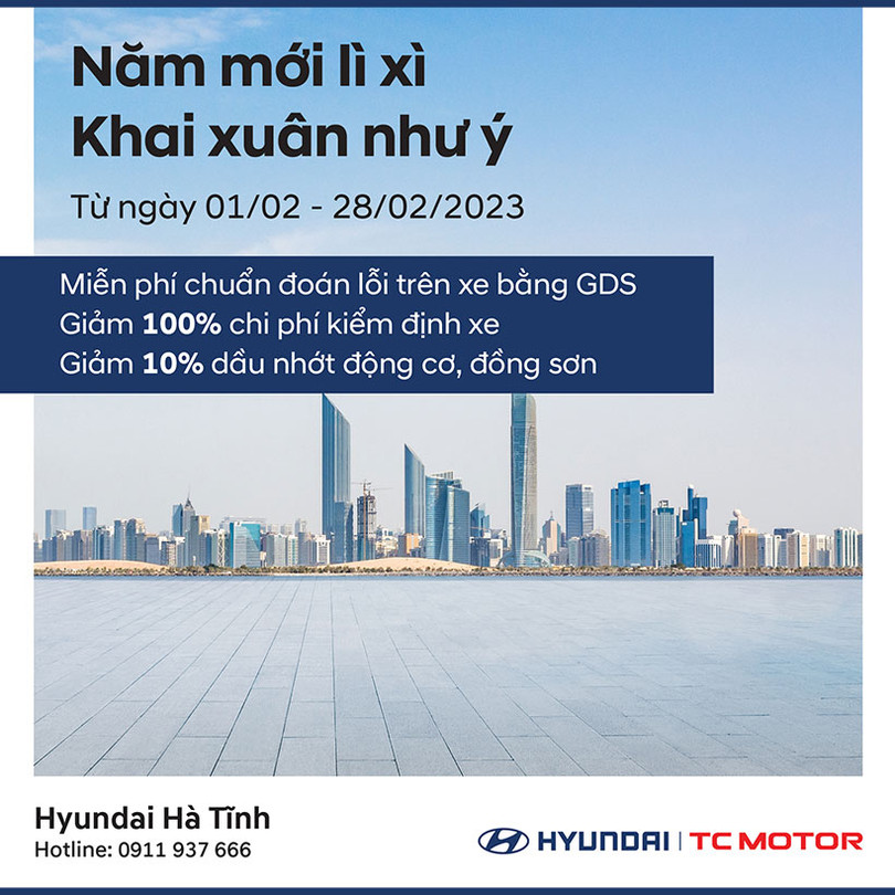 Hyundai Hà Tĩnh khuyến mãi dịch vụ tháng 2