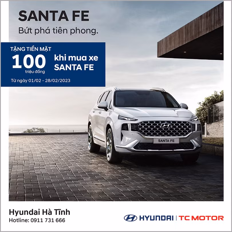 Tặng tiền mặt lên đến 100 triệu đồng khi mua Hyundai Santa Fe