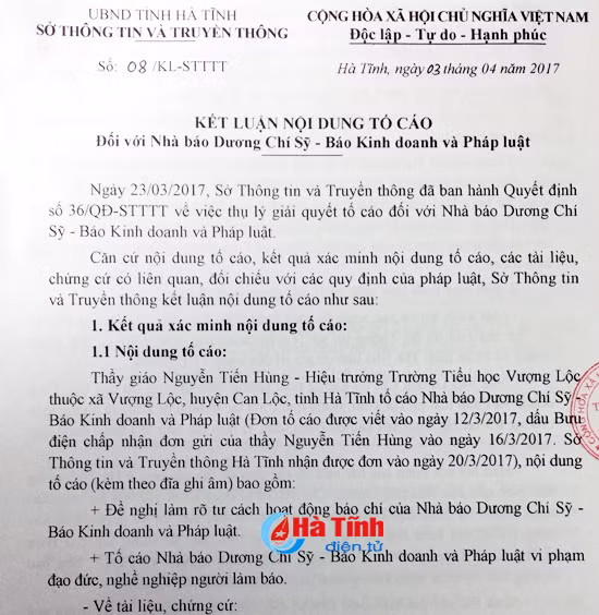 doa dam truong hoc o ha tinh pv bao kinh doanh phap luat bi treo but 6 thang
