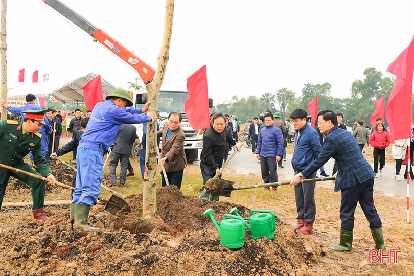 Lãnh đạo Hà Tĩnh tham gia trồng cây đầu xuân Canh Tý tại các địa phương