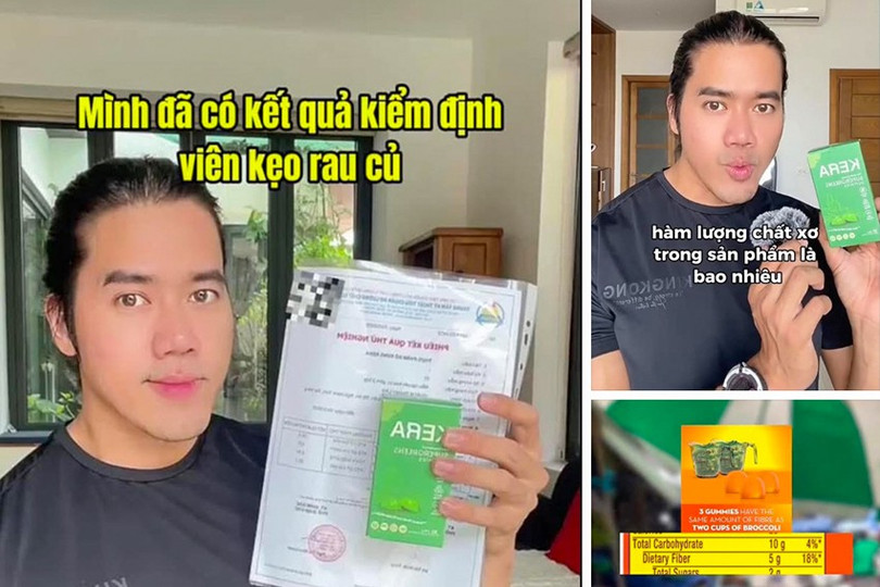 ティックトッカーのQuach Thanh Lamさんは、ソーシャルネットワーク上でKera野菜キャンディーのテスト結果を共有した。写真: Facebook。 stvvv.jpg