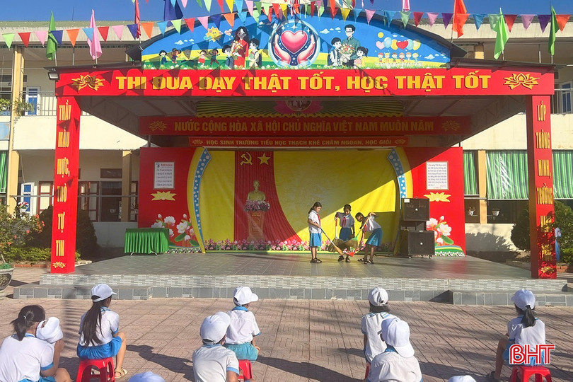Trường Tiểu học Thạch Khê lan tỏa thông điệp: “Mỗi học sinh là một tuyên truyền viên nhỏ tuổi, cùng chung tay giữ trường lớp sạch đẹp, văn minh.” bqbht_br_s6.jpg