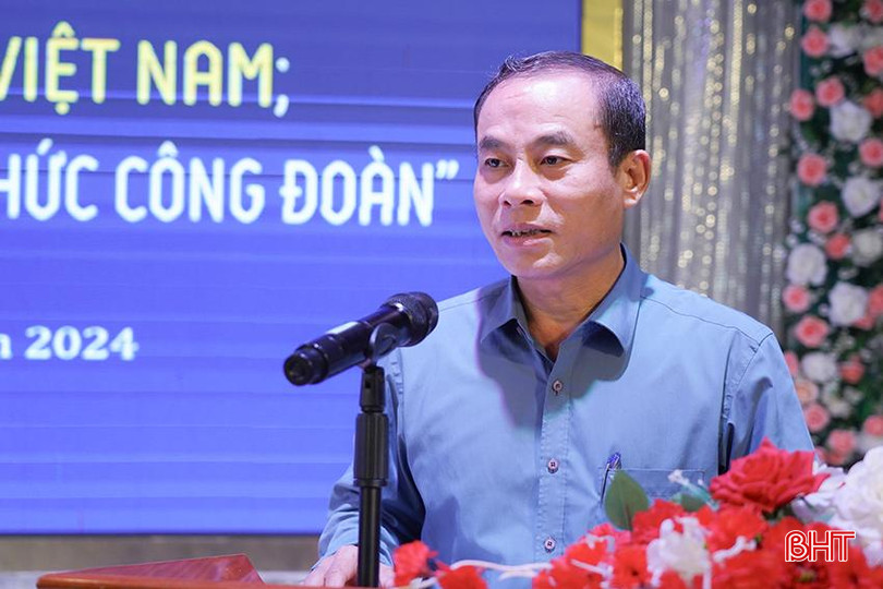 Phó Chủ tịch UBND huyện Nguyễn Tiến Dũng đề nghị công đoàn các cấp tiếp tục chăm lo tốt đời sống cho đoàn viên, người lao động để xây dựng Công đoàn Can Lộc ngày càng vững mạnh. 4.jpg