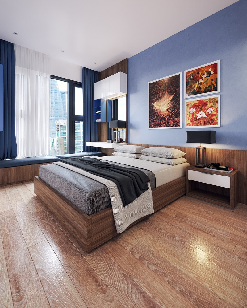 căn hộ 82m2 ghi điểm nhờ chọn nội thất màu trắng và xanh dương hình 9 Căn hộ 82 mét vuông ghi điểm nhờ chọn nội thất màu trắng và xanh dương