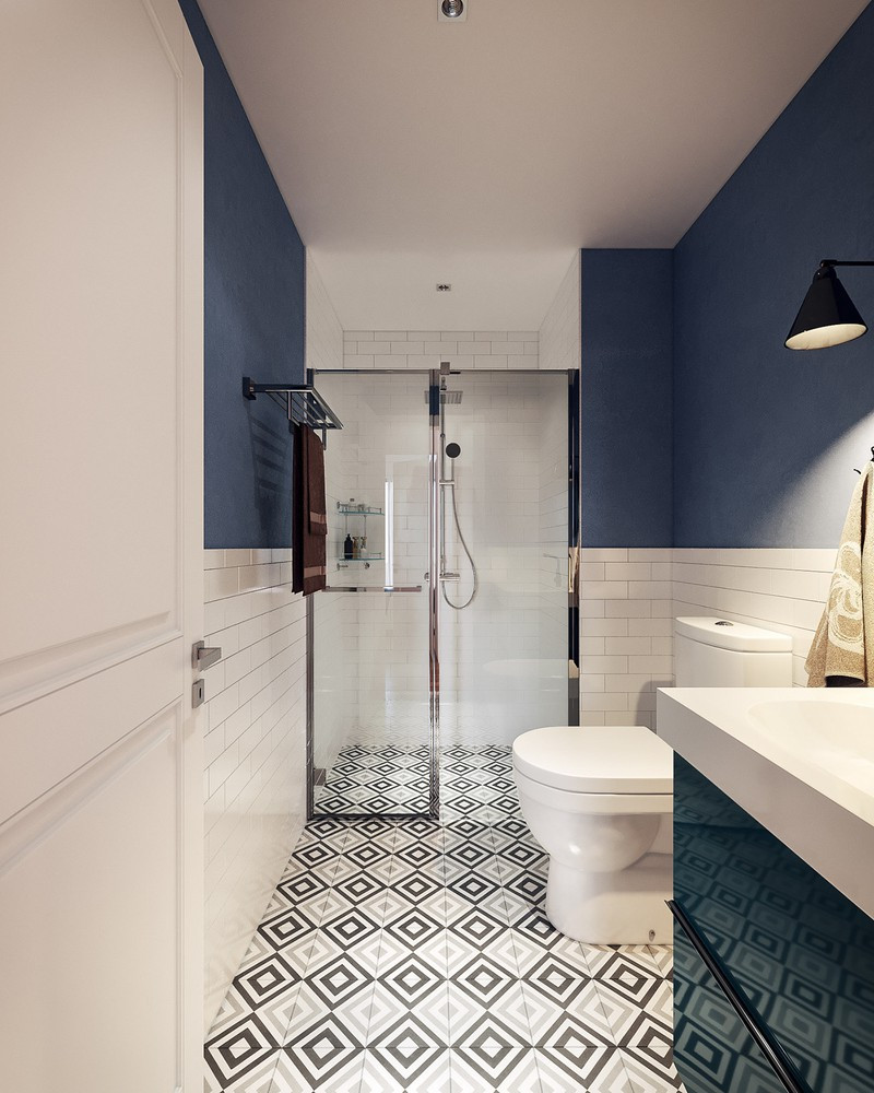 căn hộ 82m2 ghi điểm nhờ chọn nội thất màu trắng và xanh dương hình 10 Căn hộ 82 mét vuông ghi điểm nhờ chọn nội thất màu trắng và xanh dương