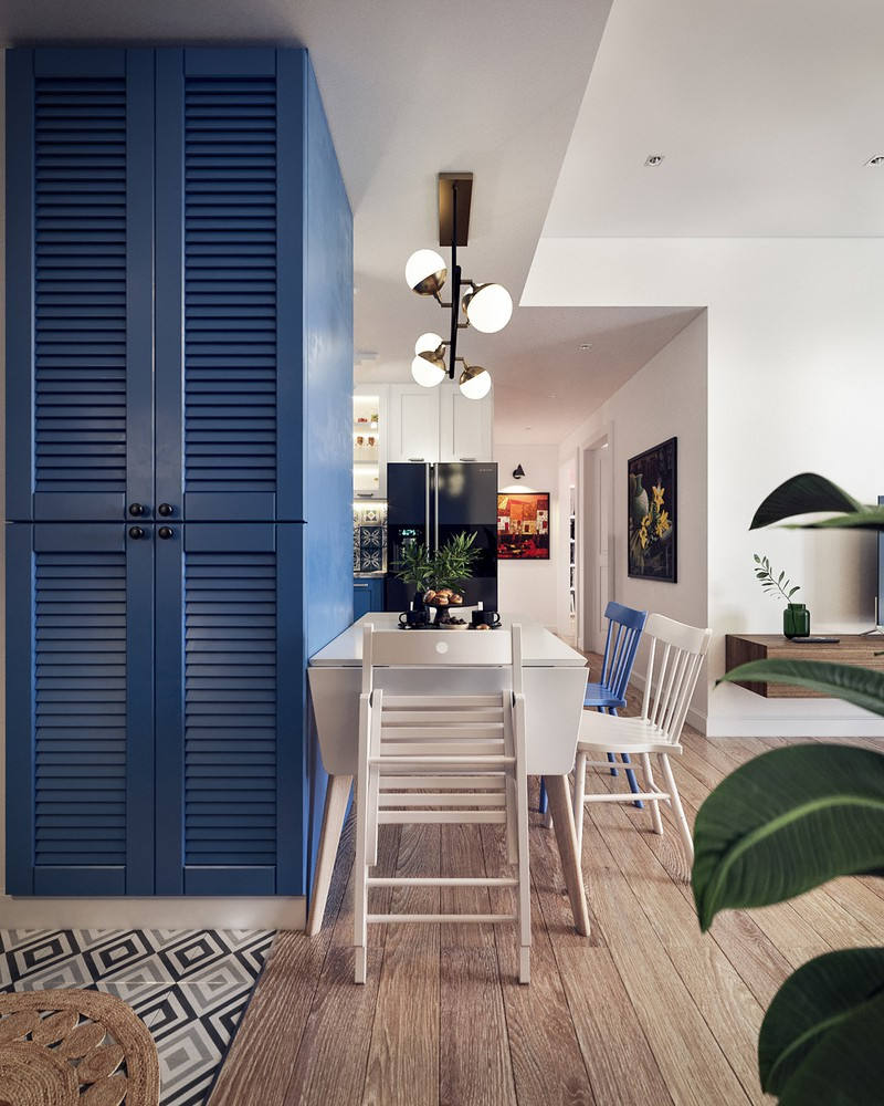 căn hộ 82m2 ghi điểm nhờ chọn nội thất màu trắng và xanh dương hình 5 Căn hộ 82 mét vuông ghi điểm nhờ chọn nội thất màu trắng và xanh dương