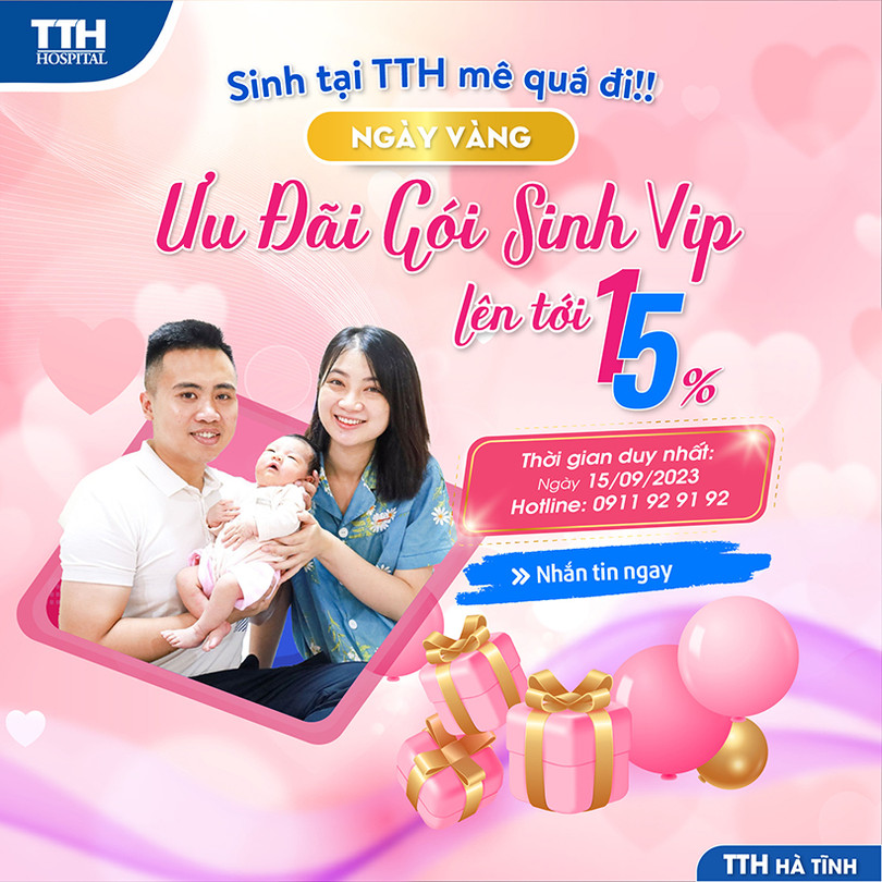 Bệnh viện Đa khoa TTH Hà Tĩnh ưu đãi 15% cho sản phụ khi sinh trọn gói