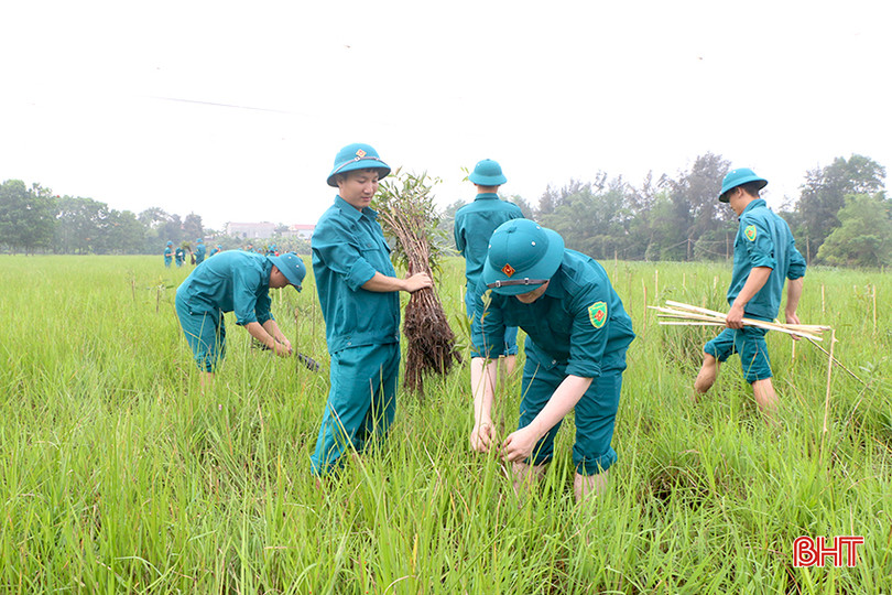 Lực lượng vũ trang TP Hà Tĩnh tham gia trồng cây tạo cảnh quan, môi trường sinh thái tại khu vực sông Đông (phường Thạch Linh). IMG_8134.JPG