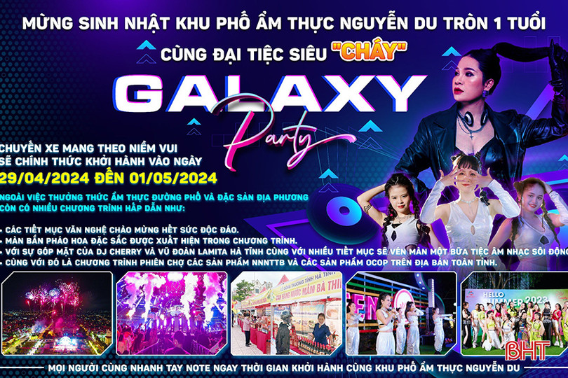 Poster giới thiệu các chương trình mừng sinh nhật tròn 1 tuổi của khu phố chuyên doanh ẩm thực Nguyễn Du. z5368440697017_9d9001f335a2bbb815c558994fd530e0.jpg