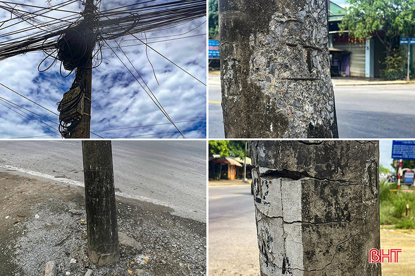Hình ảnh cột điện cũ xuống cấp, nguy cơ gây mất an toàn.