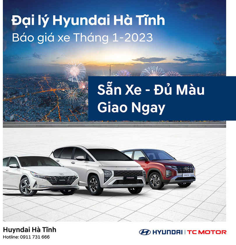 Hyundai Hà Tĩnh báo giá xe tháng 1 năm 2023