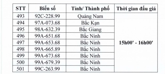 Biển số Hà Tĩnh 38A - 545.45 trúng đấu giá 40 triệu đồng
