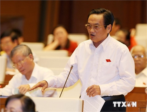 Đại biểu Quốc hội Thành phố Hồ Chí Minh Trần Du Lịch phát biểu ý kiến. (Ảnh: Phạm Kiên/TTXVN)