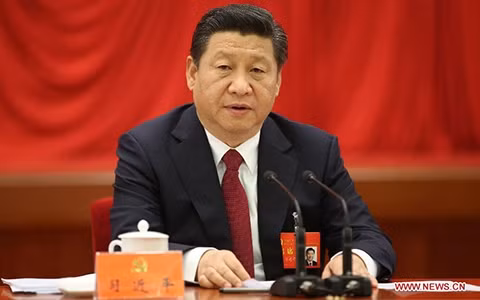 Tổng Bí thư Tập Cận Bình tại Hội nghị toàn thể Ban Chấp hành Trung ương 4 khóa 18 của Đảng Cộng sản Trung Quốc (Ảnh News.cn)