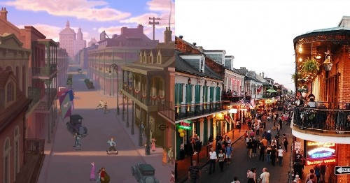 Quang cảnh đường phố New Orleans được tái hiện trong phim Công chúa và chàng ếch. Quang cảnh đường phố New Orleans được tái hiện trong phim Công chúa và chàng ếch.