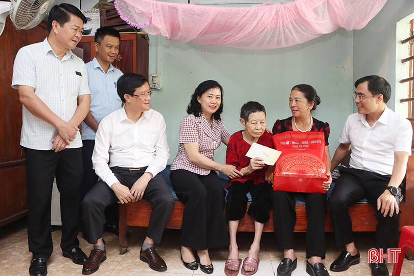 Đoàn tặng quà cho Mẹ Việt Nam anh hùng Đậu Thị Minh ở xã Cẩm Thành. bqbht_br_4594.jpg