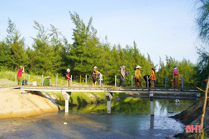 Cầu sắp hoàn thành, tạo thuận lợi cho người dân đi ra biển. bqbht_br_2.jpg
