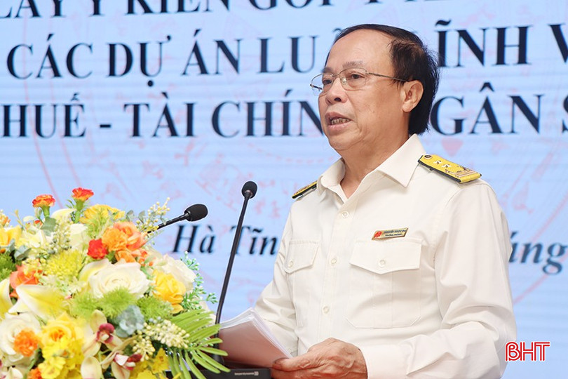 Ông Nguyễn Ngọc Du - Trưởng phòng Nghiệp vụ dự toán pháp chế (Cục Thuế tỉnh) góp ý các nội dung tại dự án Luật Thuế giá trị gia tăng (sửa đổi), Luật Thuế tiêu thụ đặc biệt (sửa đổi), Luật Thuế thu nhập doanh nghiệp (sửa đổi). 3828-4327.jpg