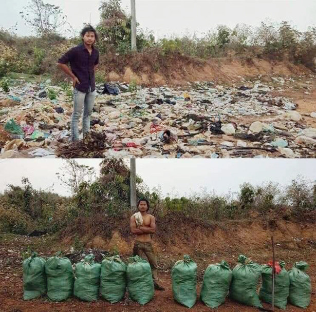 Nhóm bạn Hà Tĩnh tham gia dọn rác “Thách thức để thay đổi”