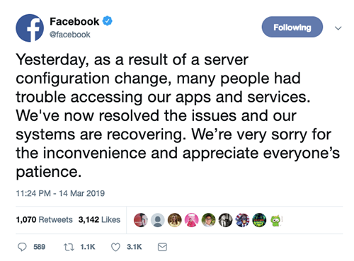 Facebook xác nhận sự cố do thay đổi cấu hình máy chủ ảnh 1 Facebook xác nhận sự cố do thay đổi cấu hình máy chủ