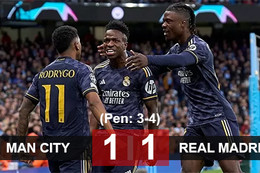 Kết quả Man City 1-1 Real Madrid (3-4 pen): Man City bị loại