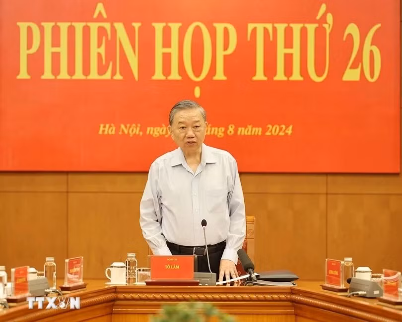 Tổng Bí thư, Chủ tịch nước Tô Lâm phát biểu chỉ đạo phiên họp. Ảnh: Trí Dũng/TTXVN.