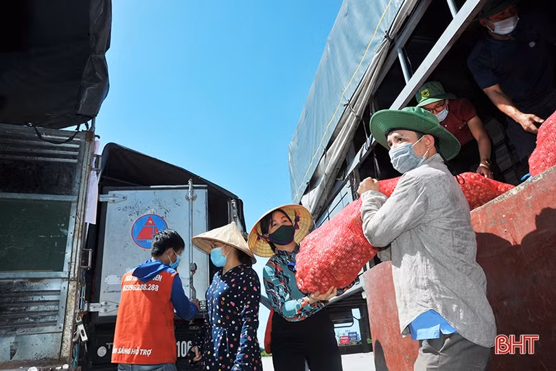 Nông dân Hà Tĩnh hỗ trợ tiêu thụ gần 20 tấn hành tím Sóc Trăng bị ứ đọng do dịch Covid-19