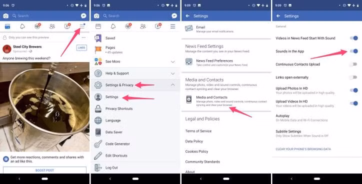Cách tắt âm thanh khó chịu trên ứng dụng Facebook
