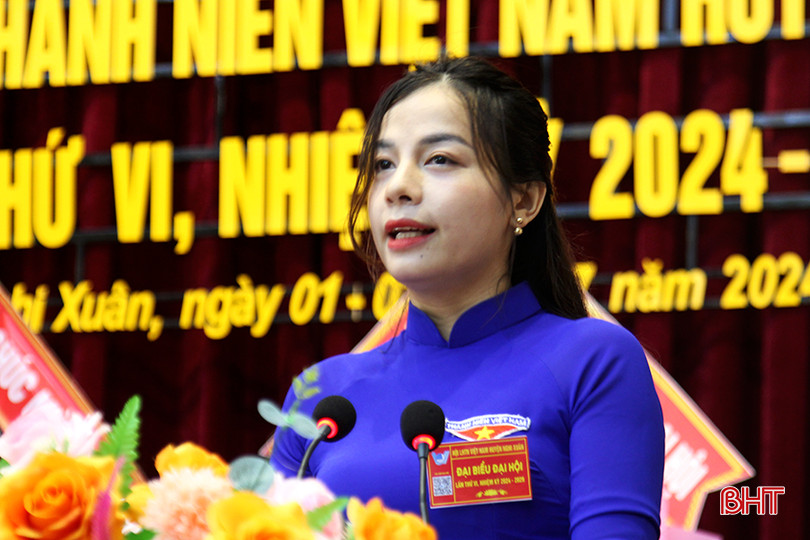 Chị Nguyễn Thị Hồng Minh – Bí thư Huyện đoàn, Phó Chủ tịch Hội LHTN huyện khóa V khai mạc đại hội 1.jpg