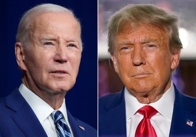 Tổng thống Mỹ Joe Biden (trái) và cựu tổng thống Donald Trump. Ảnh: AP